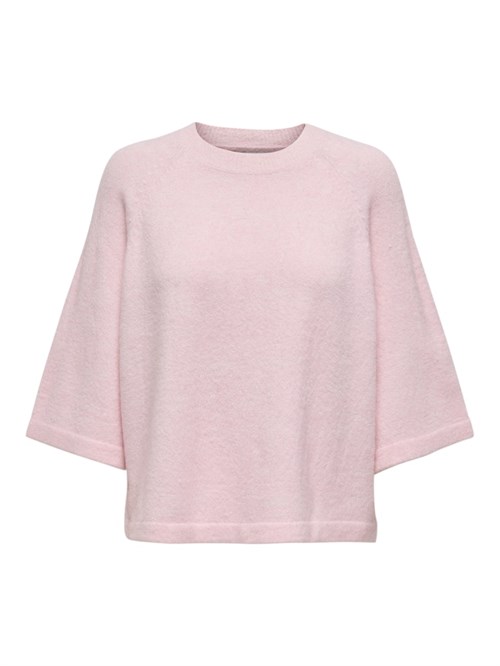 Only Simoni Strik Pullover med 3/4 ærme, Lyserød